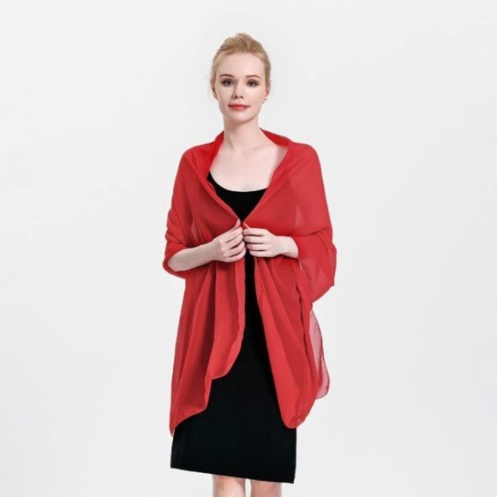 Womens Chiffon Shawls Wraps Red
